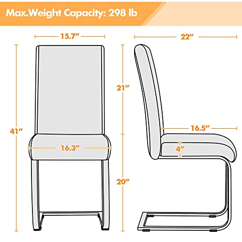 Modern Faux Leather Dining Chairs - High Back Kitchen Chairs, Set of 2