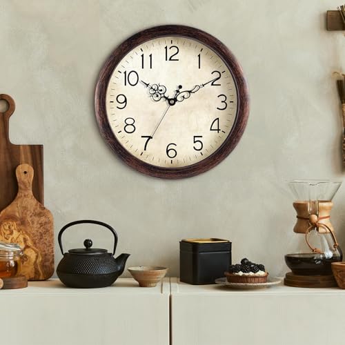 8-Inch Vintage Wall Clock, Silent Battery Operated Retro Quartz Timepiece
