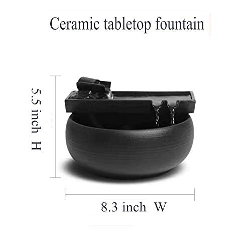 Ceramic Tabletop Fountain - 8.3-Inch Indoor Water Feature with Pump