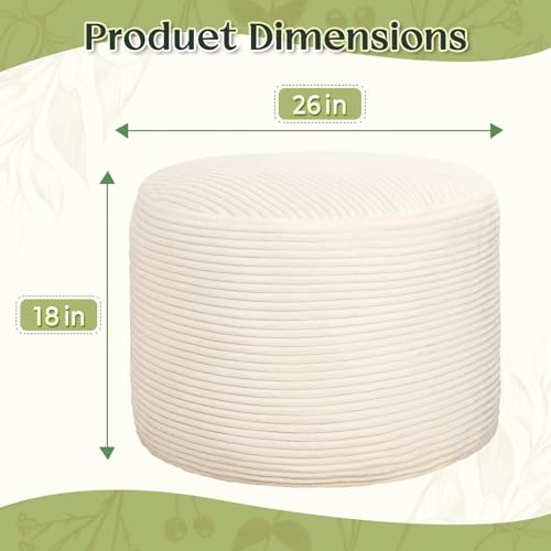 Round Corduroy Footstool Ottoman with High-Density Foam Filling