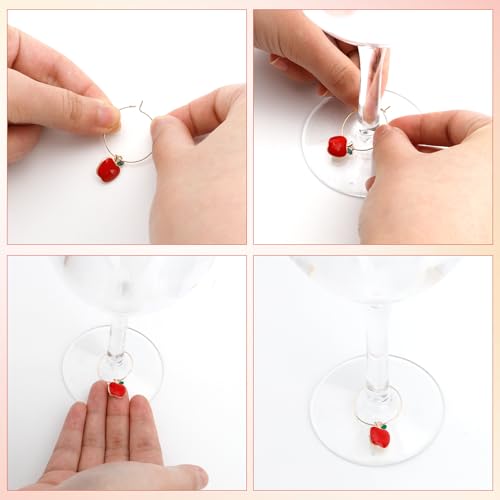 Beach Wine Glass Charms Set - 24 Drink Markers for Stem Glasses, Christmas & Party Favors