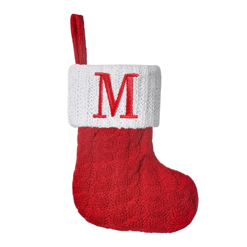 Personalized Cable Knit Mini Christmas Stocking with Monogram Letter - 8.5 Inch
