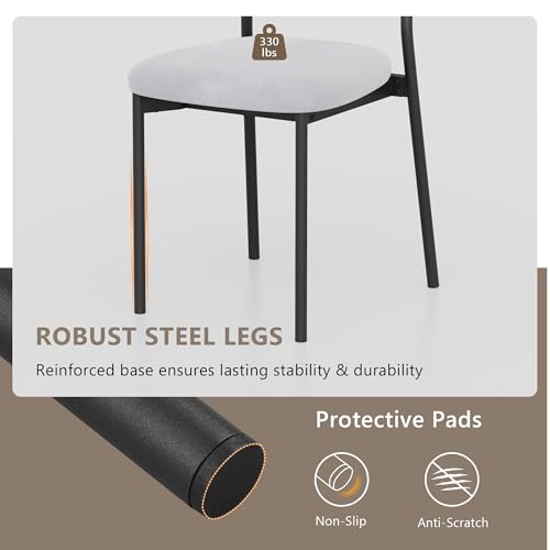 Set of 4 Modern Velvet Dining Chairs, Stackable Kitchen Chairs with Metal Legs