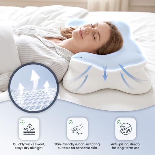 Cooling Memory Foam Cervical Neck Pillow for Sleep - Dual-Height Design