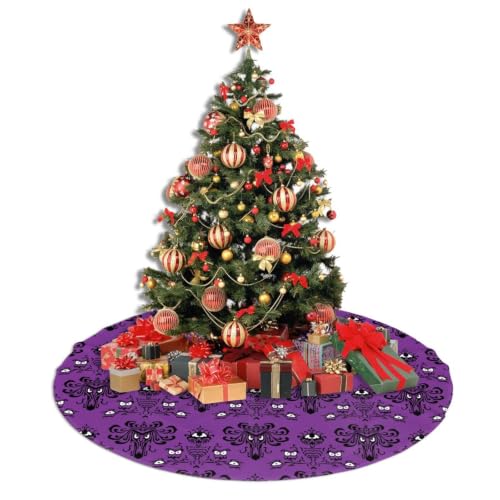 Purple 30" Halloween Haunted Mansion Christmas Tree Skirt - Pirateduck
