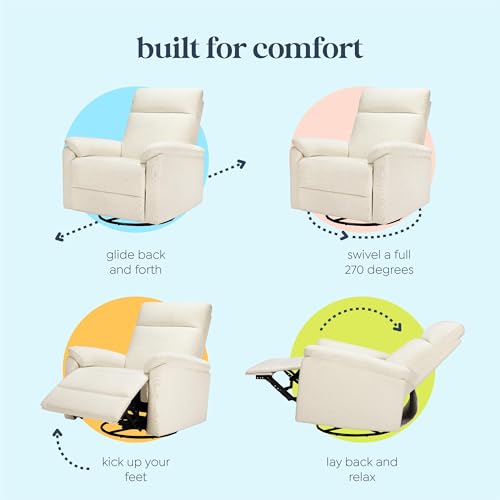 Electronic Swivel Glider Recliner Chair with USB Port, Vanilla