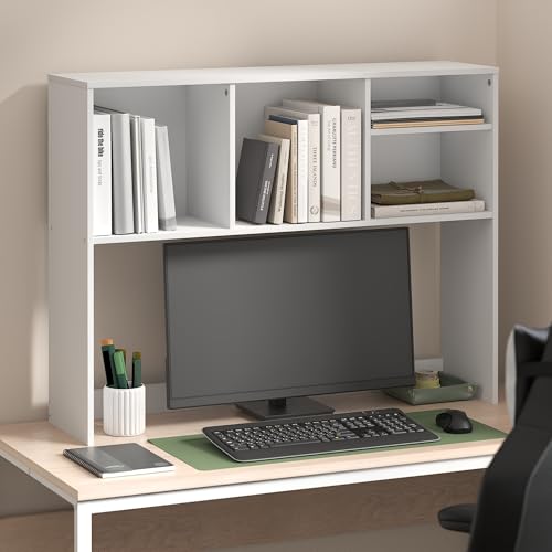 4-Shelf Desktop Hutch and Desk Organizer for Office Storage, White