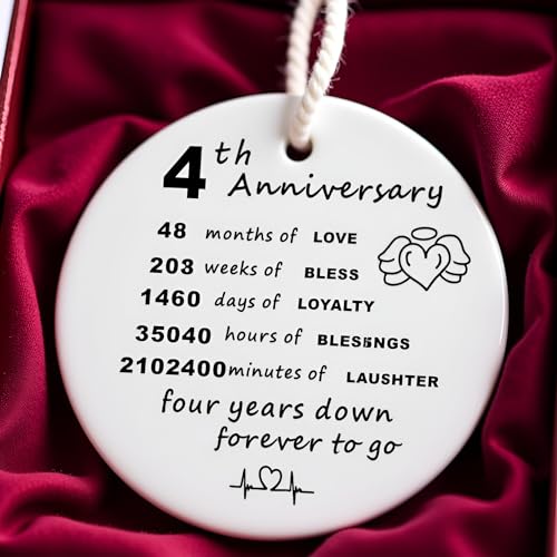 4th Wedding Anniversary Ornament for Him and Her - 4 Years of Marriage Gift - Variation of THIS listing