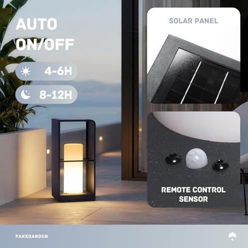 Outdoor Solar Lantern Waterproof IP65 Floor Lamp 16.93" with Remote Control