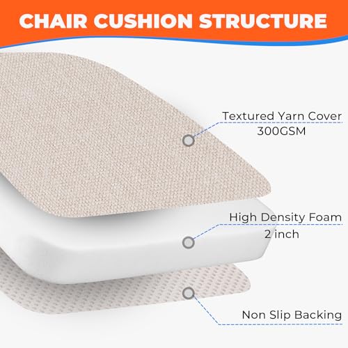 D-Shaped Dining Chair Cushions, 17x16 Inch Non-Slip Seat Pads, 4 Pack