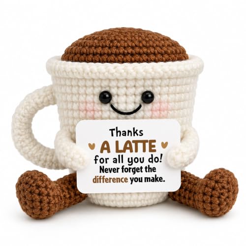 Latte Crochet Coffee Cup Plush Gift for Anniversary & Birthday - ALLEN ADMONDS Latte Variation