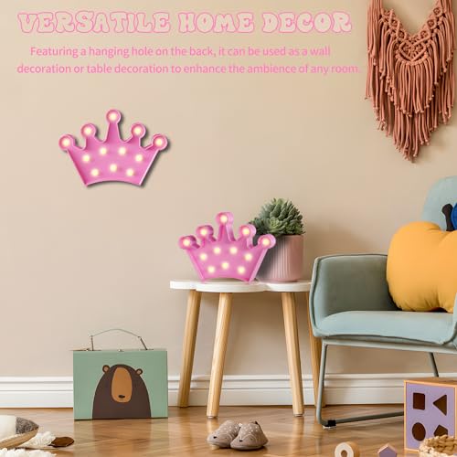 Pink LED Crown Wall Light for Girls Bedroom and Nursery Decor