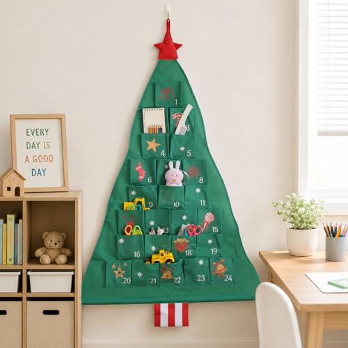 Christmas Tree Wall Organizer with 24 Pockets - Holiday & Year-Round Storage