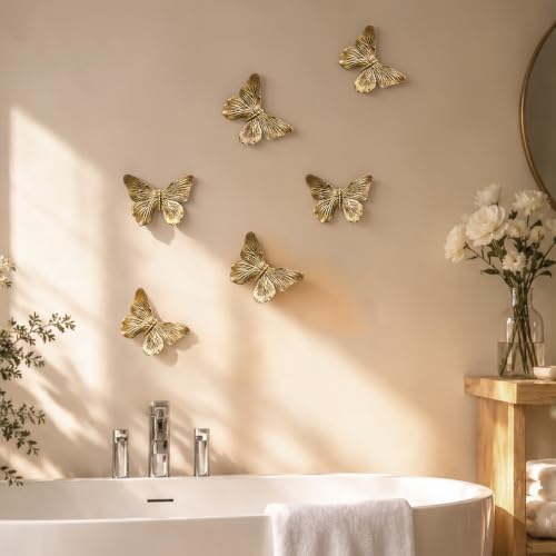 3D Butterfly Wall Decor Set - Antique Copper Resin Butterfly Wall Art (3-Pack)