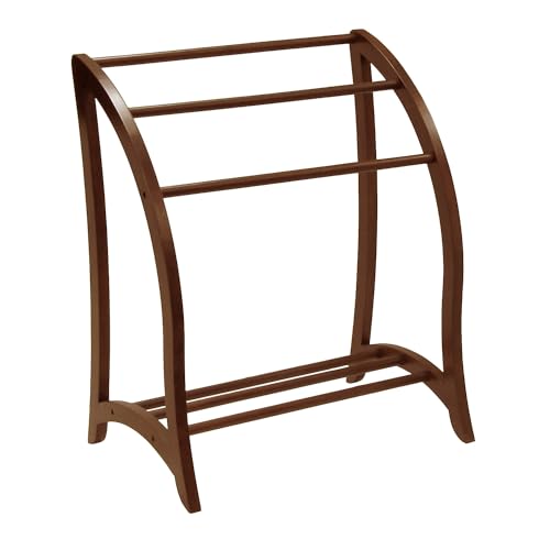 Solid Beechwood Blanket Rack with Walnut Finish for Quilts and Throws