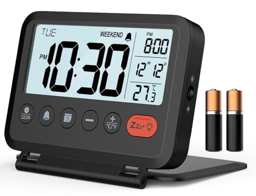Foldable Digital Travel Alarm Clock with Backlight & Temperature Display