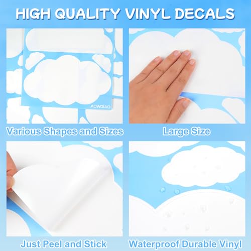 Cloud Wall Decals - 40 Pcs Peel and Stick Removable Wall Stickers for Nursery