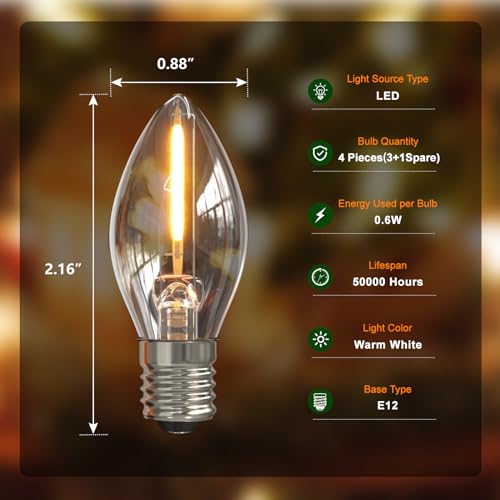 5 LED C7 Replacement Light Cord for 10.5 ft Christmas Village Houses (2-Pack) – SURAIELEC