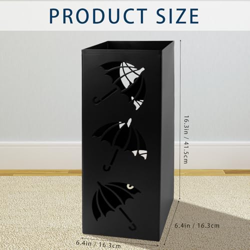 Modern Metal Umbrella Stand - Square Freestanding Entryway Storage Bucket
