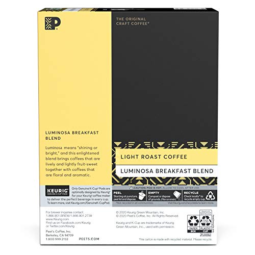 Peet¡¯s Coffee Luminosa Breakfast Blend K-Cup Coffee Pods for Keurig Brewers, Light Roast, 22 Pods