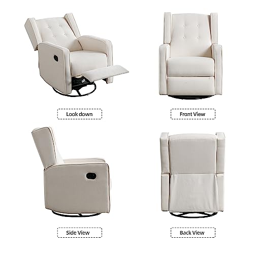 Swivel Glider Recliner Chair for Nursery and Living Room, White