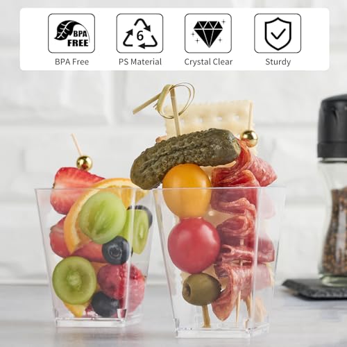 Zezzxu 150 Pcs 5 oz Plastic Charcuterie Cups with Sticks Set for Parties, Serves 50