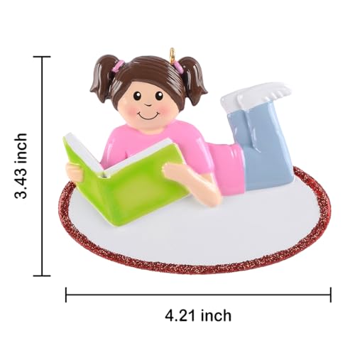 Love Reading Girl Christmas Ornament Personalized Book Lover Tree Decor