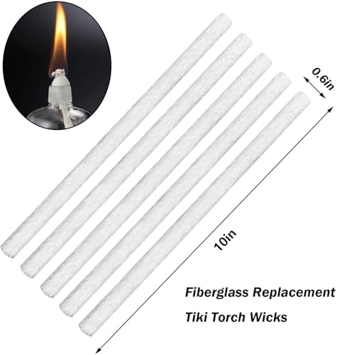 20 Pcs Long-Lasting Fiberglass Replacement Wicks for Torches & Lamps