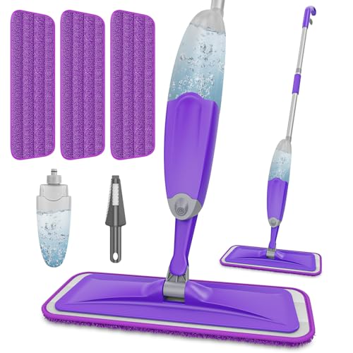 Spray Mop for Hardwood & Tile Floors with 3 Microfiber Pads & Refillable Bottle