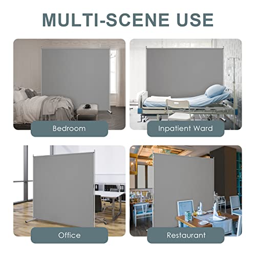 Freestanding Large Room Divider Privacy Screen, 71"W x 69.5"H Grey Partition