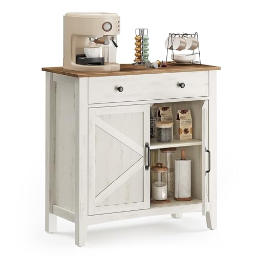 Farmhouse Buffet Cabinet & Coffee Bar Sideboard with Drawer and Adjustable Shelf