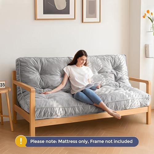 6-Inch Thick Full Size Futon Mattress, Tufted Floor Bed for Adults