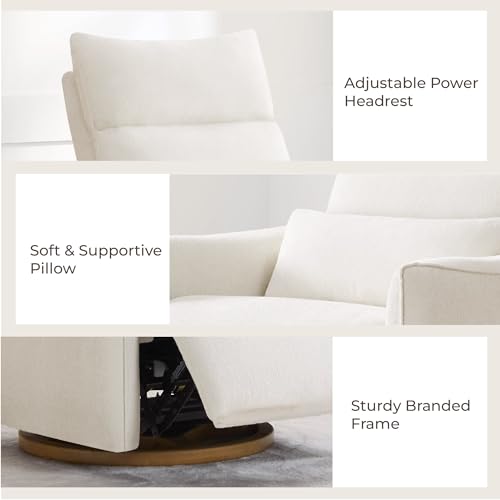 Power Swivel Glider Recliner with Adjustable Headrest, Cream