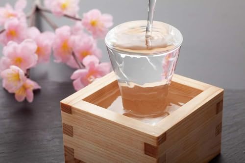 EDOYA Hinoki Wood Sake Cups Set of 2 - Japanese Masu for Cold Sake & Snacks