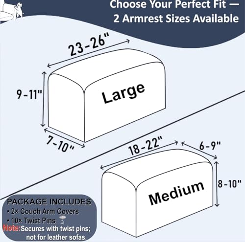 Stretchable Polyester Sofa Arm Covers - Set of 2, Anti-Slip & Washable