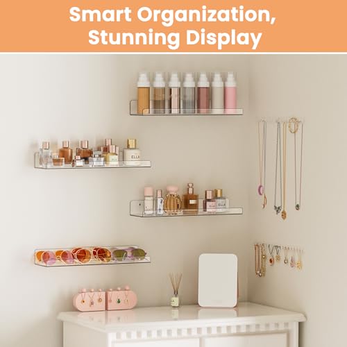 upsimples 4 Pcs 15" Acrylic Shelves for Wall Storage and Organizer,