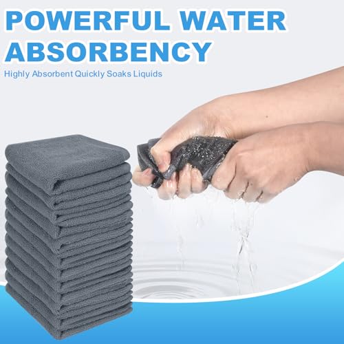 Grey 6-Pack Cotton Washcloths 12x12 Inches - Soft, Absorbent & Durable