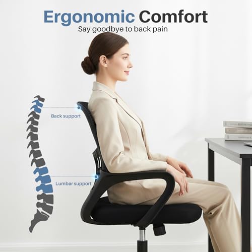 Ergonomic Mid-Back Mesh Office Chair with Lumbar Support & Rocking Mode