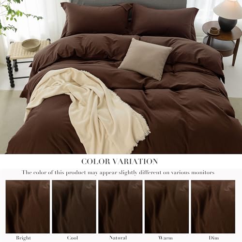 Queen Duvet Cover Set - 100% Washed Cotton, Lightweight & Breathable
