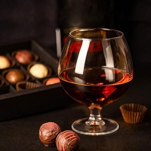 Binsakao 17 oz Set of 6 Short Stem Brandy Glasses for Spirits & Cocktails