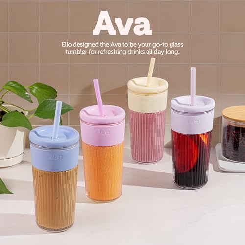 18oz Fluted Glass Tumbler with Straw, Lid, and Silicone Grip