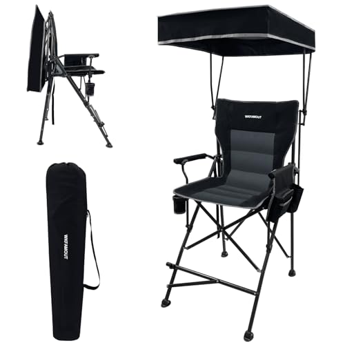 Oversized Folding Director Chair with Canopy Shade and Footrest, 300 lbs