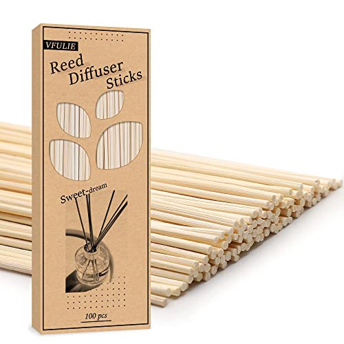 10-Inch Natural Rattan Reed Diffuser Sticks for Essential Oils - 100 Pack