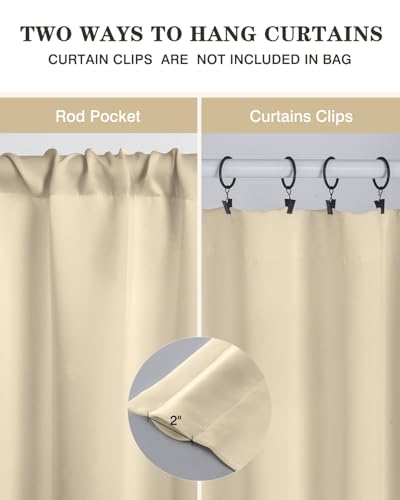 Blackout Window Curtain Tiers - 27" W x 36" L, Beige, 2 Panels