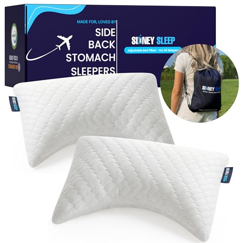Mini Travel Neck Pillows Set of 2 - Adjustable Lumbar Support