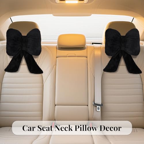 2 Pack Bow Neck Pillows - Plush Car Headrest Cushions for Comfort