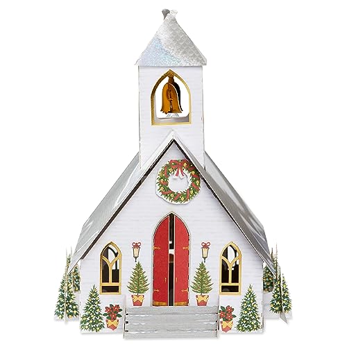 3D Pop-Up Christmas Village Church Tabletop Decor & Keepsake Card