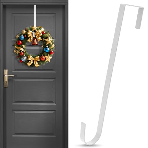 12-Inch White Wreath Hanger - Durable Over Door Hook for Decor