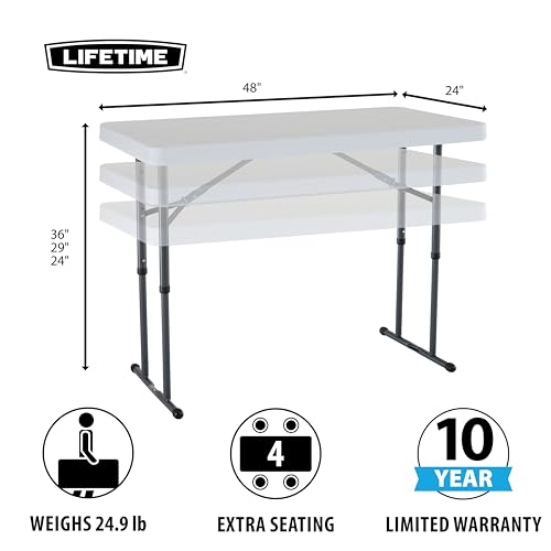 Lifetime 4-Foot Commercial Height Adjustable Folding Utility Table - Table