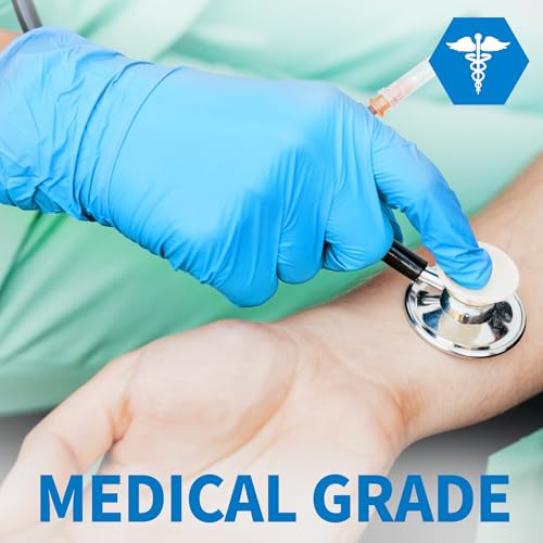 Medical Blue Nitrile Exam Gloves 4 Mil Latex & Powder Free - 100 Pack